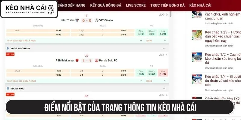 Điểm nổi bật của trang thông tin Kèo nhà cái
